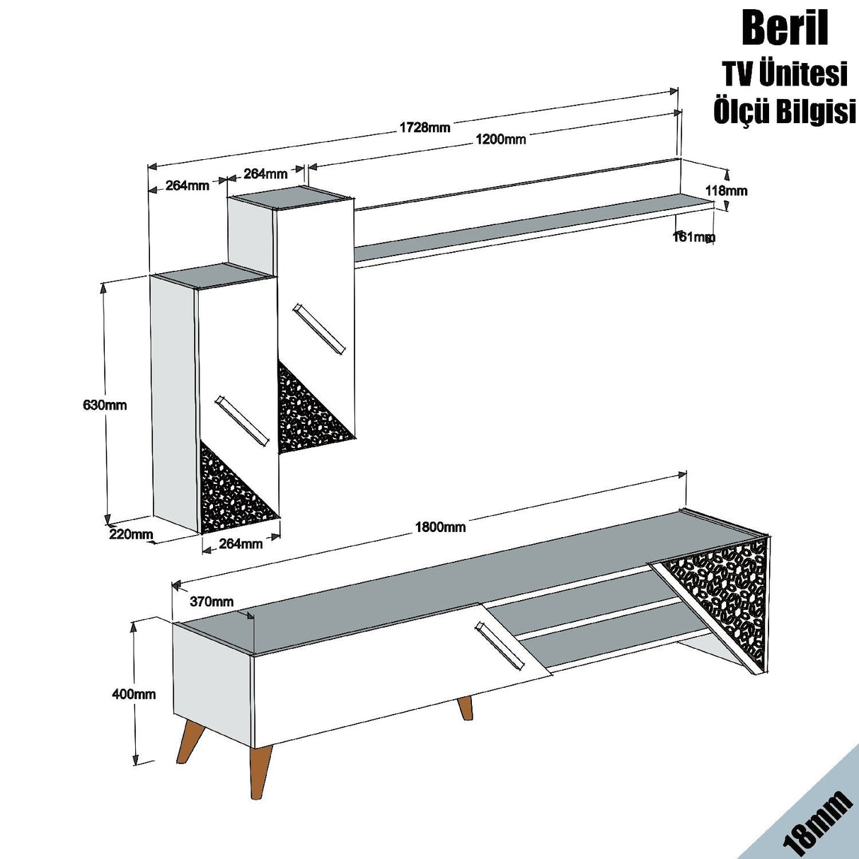 Comodă TV Beril, Diverse culori, 180x37x40 cm - Crem | SKU: 845HCT3003 | Comodă TV Beril, 180x37x40 cm, varianta Crem, produs pentru amenajarea locuinței, disponibil online în România la CasaMob