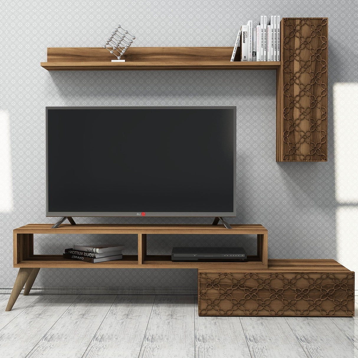 Comodă TV Planet, Diverse culori, 150x37x38 cm - Nuc | SKU: 845HCT3045 | Comodă TV Planet, 150x37x38 cm, varianta Nuc, produs pentru amenajarea locuinței, disponibil online în România la CasaMob