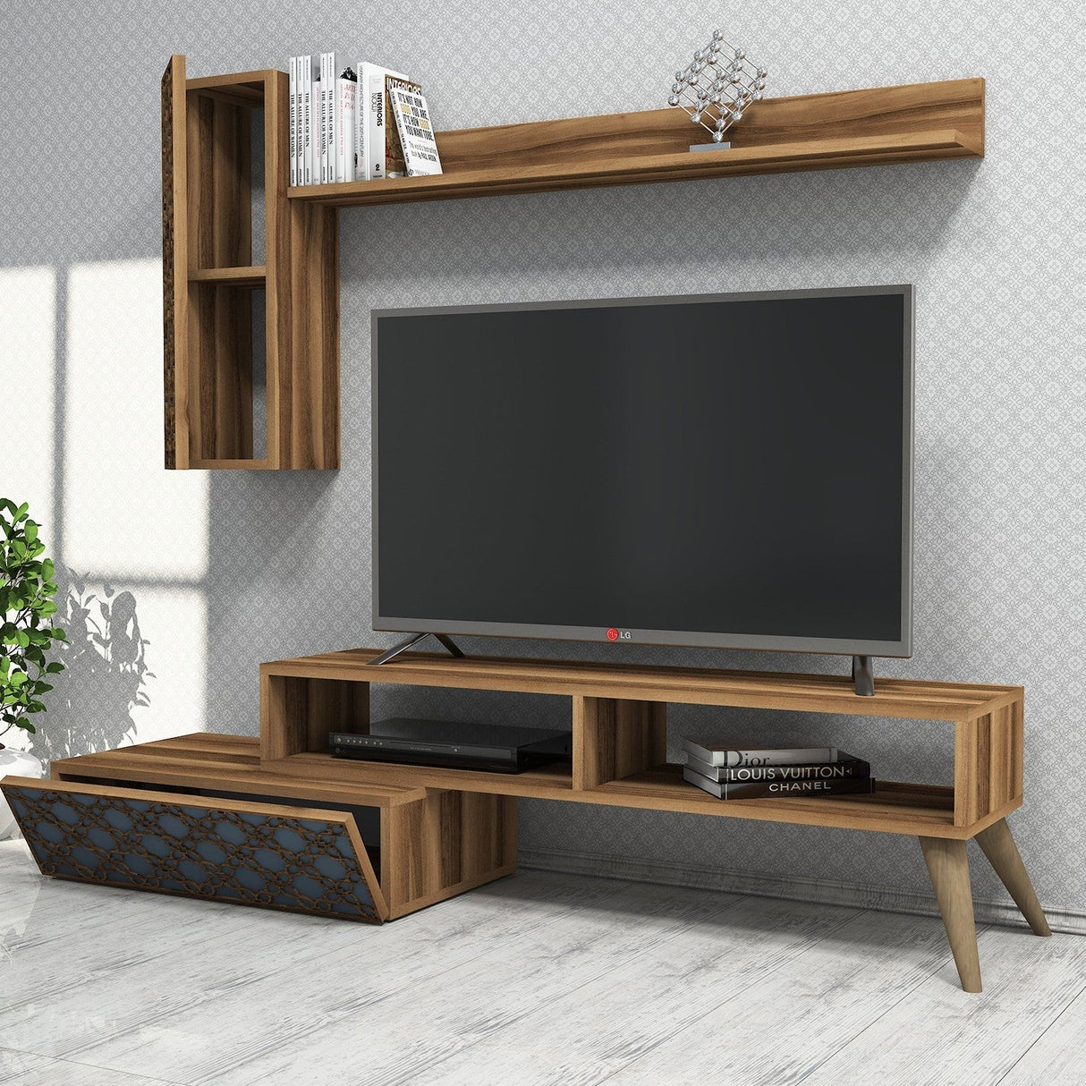 Comodă TV Planet, Diverse culori, 150x37x38 cm - Nuc - Chalcedony | SKU: 845HCT3046 | Comodă TV Planet, 150x37x38 cm, varianta Nuc - Chalcedony, produs pentru amenajarea locuinței, disponibil online în România la CasaMob