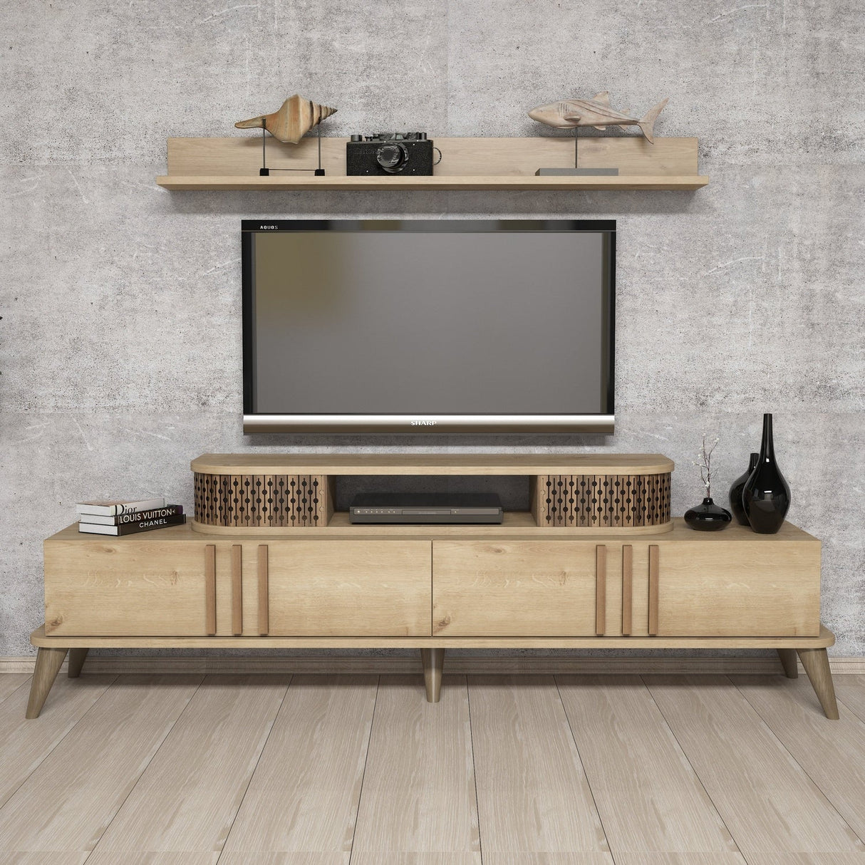Comodă TV Eylül, Diverse culori, 168x39x52 cm - Stejar | SKU: 845HCT3062 | Comodă TV Eylül, 168x39x52 cm, varianta Stejar, produs pentru amenajarea locuinței, disponibil online în România la CasaMob