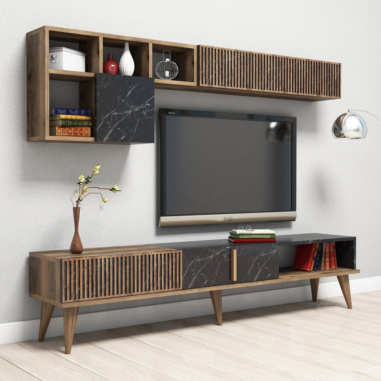 COMODA TV Milan TV Unit, Nuc, 35x40x180 cm - Nuc Negru, SKU 845HCT3079