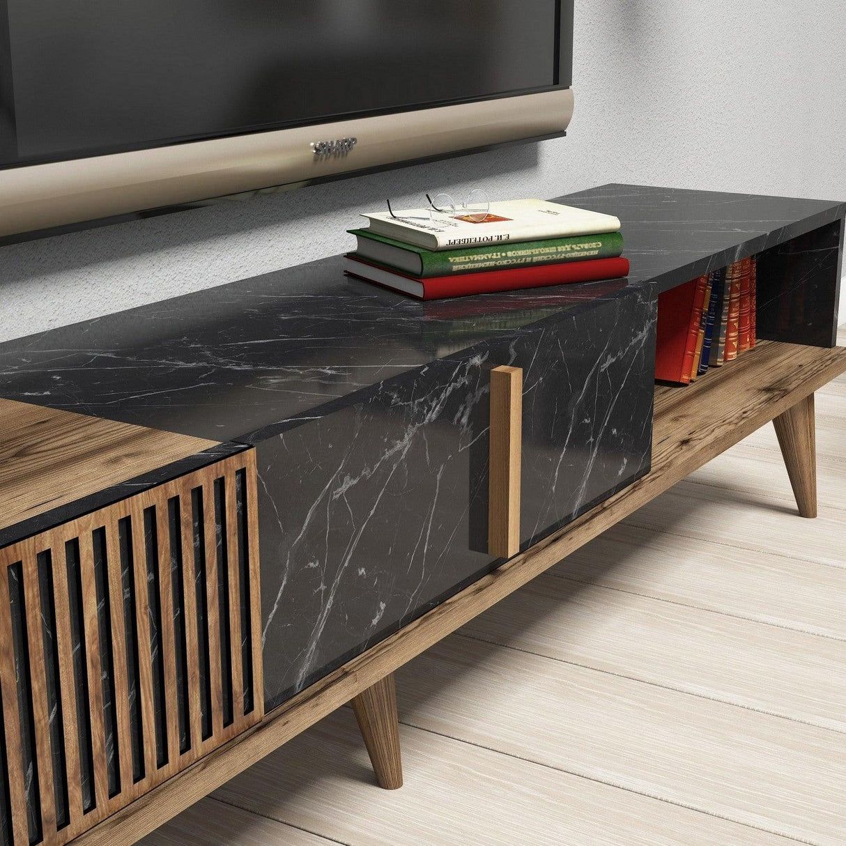 COMODA TV Milan TV Unit, Nuc, 35x40x180 cm - Nuc Negru, SKU 845HCT3079