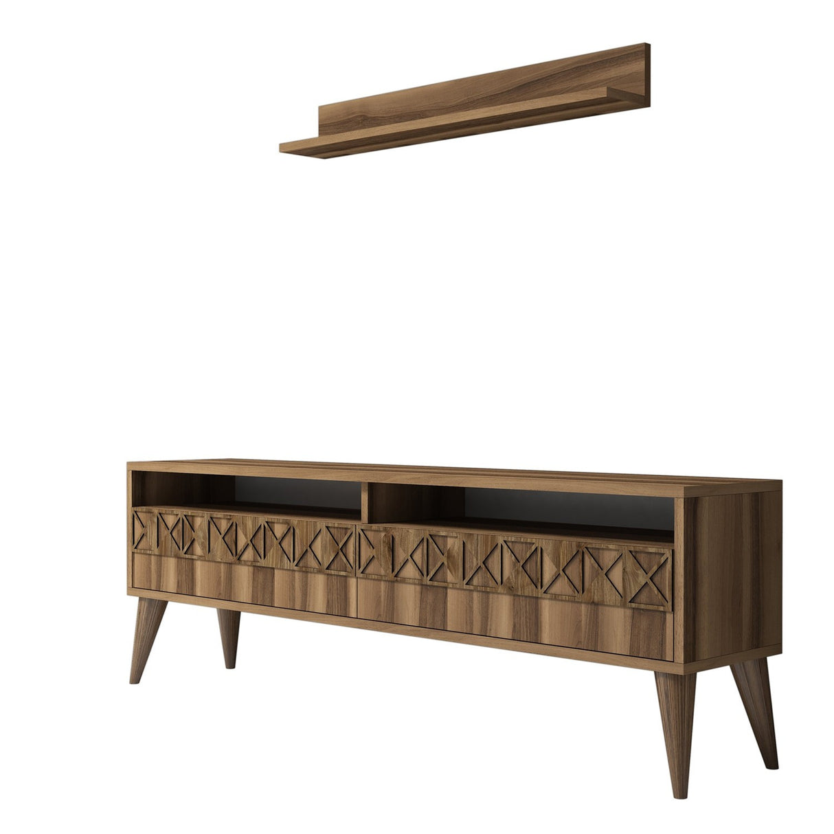 Comodă TV Line, Diverse culori, 150x30x50 cm - Nuc | SKU: 845HCT3081 | Comodă TV Line, 150x30x50 cm, varianta Nuc, produs pentru amenajarea locuinței, disponibil online în România la CasaMob