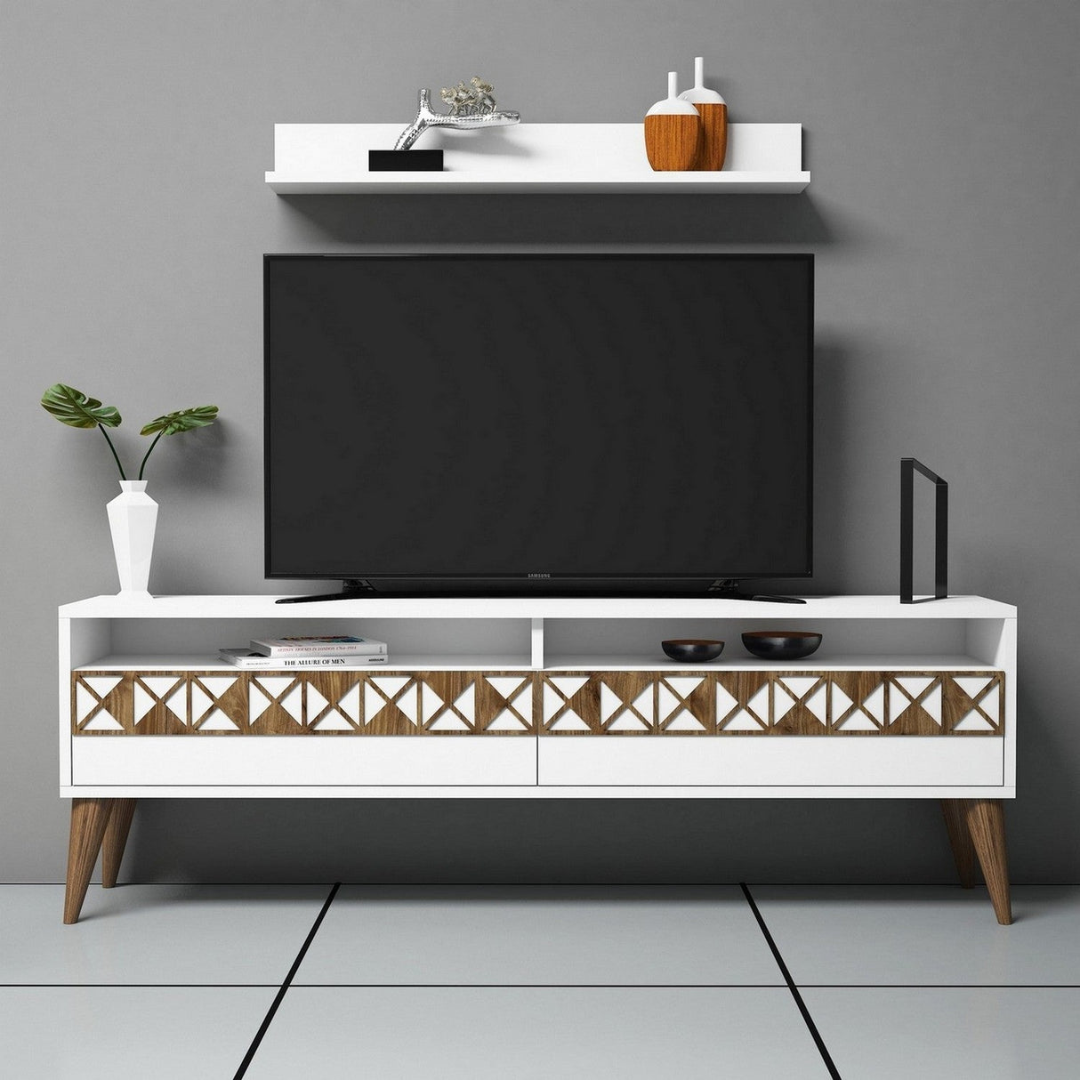 Comodă TV Line, Diverse culori, 150x30x50 cm - Alb | SKU: 845HCT3082 | Comodă TV Line, 150x30x50 cm, varianta Alb, produs pentru amenajarea locuinței, disponibil online în România la CasaMob