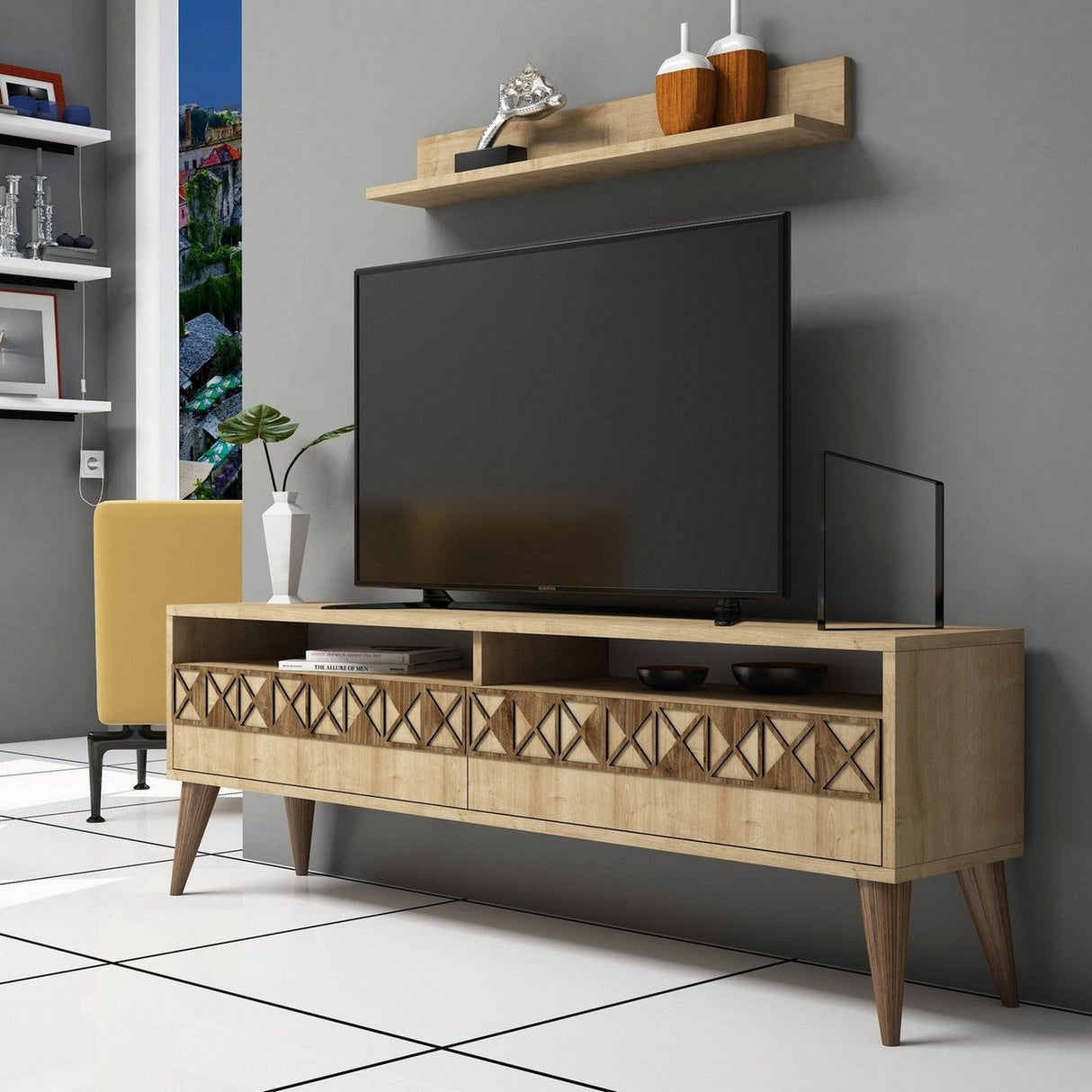 Comodă TV Line, Diverse culori, 150x30x50 cm - Stejar | SKU: 845HCT3084 | Comodă TV Line, 150x30x50 cm, varianta Stejar, produs pentru amenajarea locuinței, disponibil online în România la CasaMob