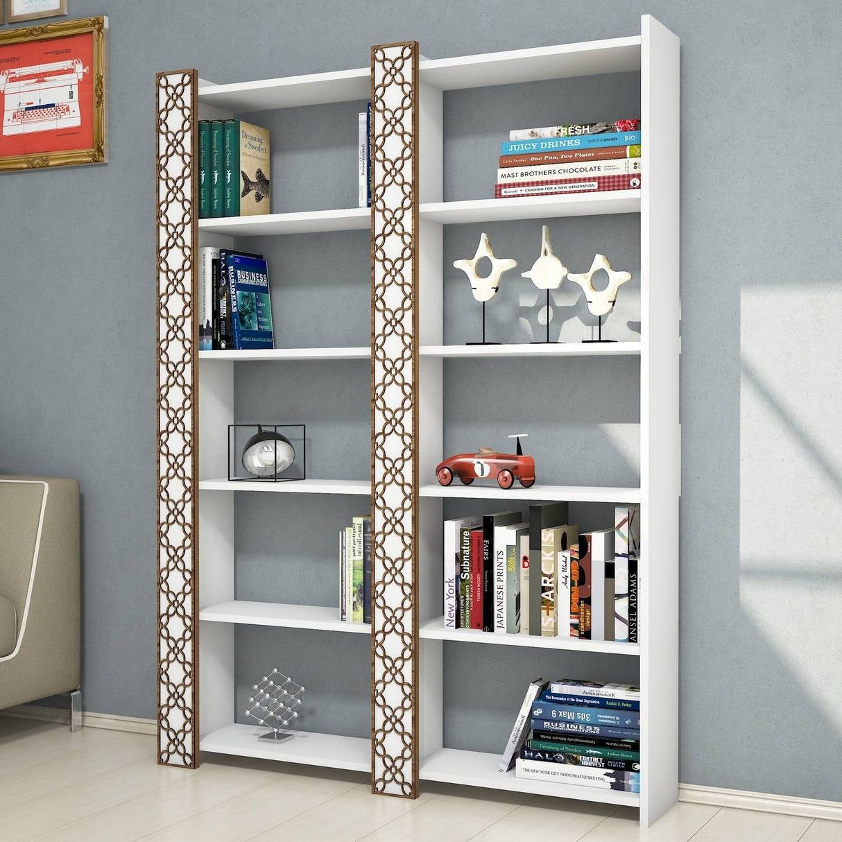 Bibliotecă City 2, Diverse culori, 125x24x170 cm - Alb | SKU: 845HCT3611 | Bibliotecă City 2, 125x24x170 cm, varianta Alb, produs pentru amenajarea locuinței, disponibil online în România la CasaMob