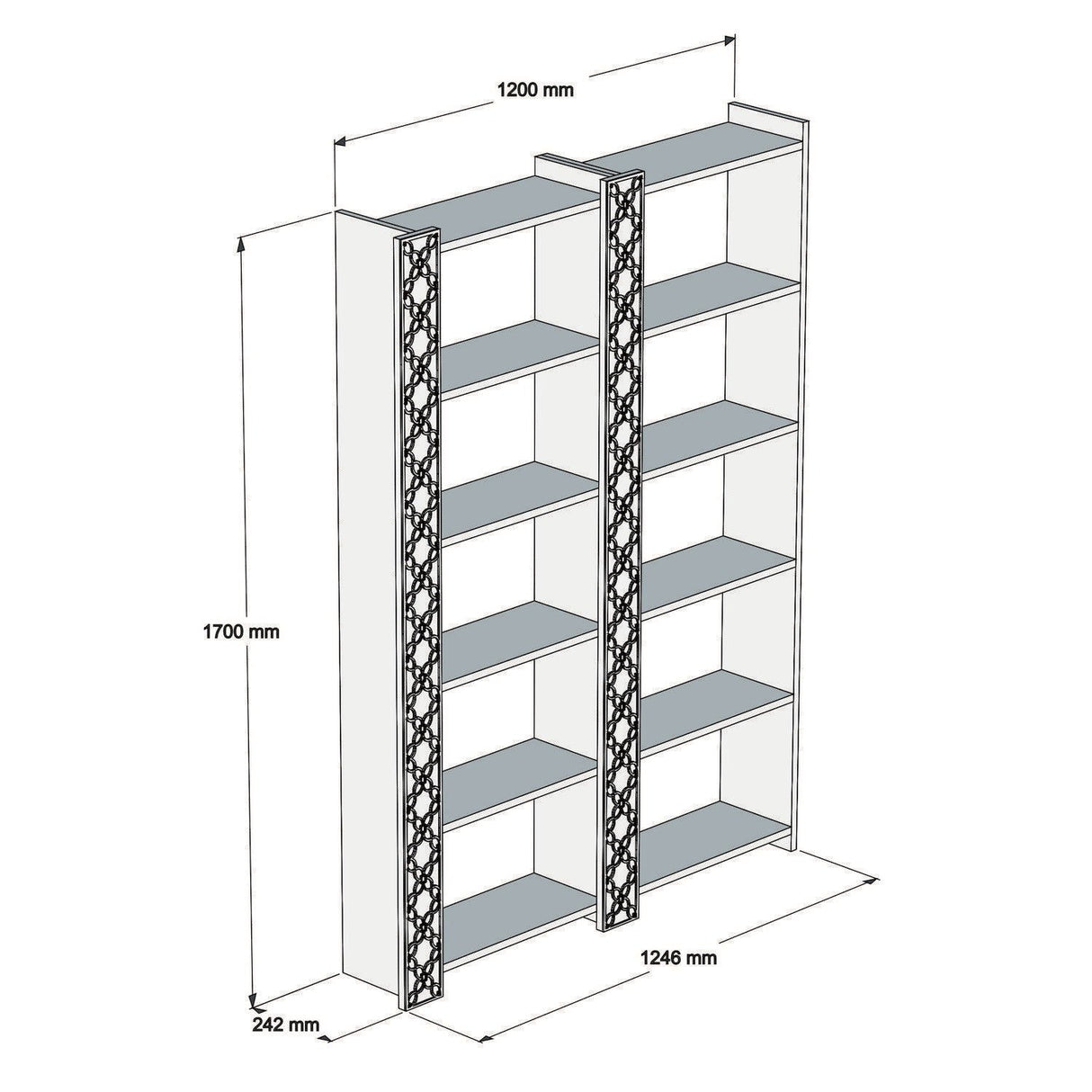 Bibliotecă City 2, Diverse culori, 125x24x170 cm - Nuc - Alb | SKU: 845HCT3612 | Bibliotecă City 2, 125x24x170 cm, varianta Nuc - Alb, produs pentru amenajarea locuinței, disponibil online în România la CasaMob