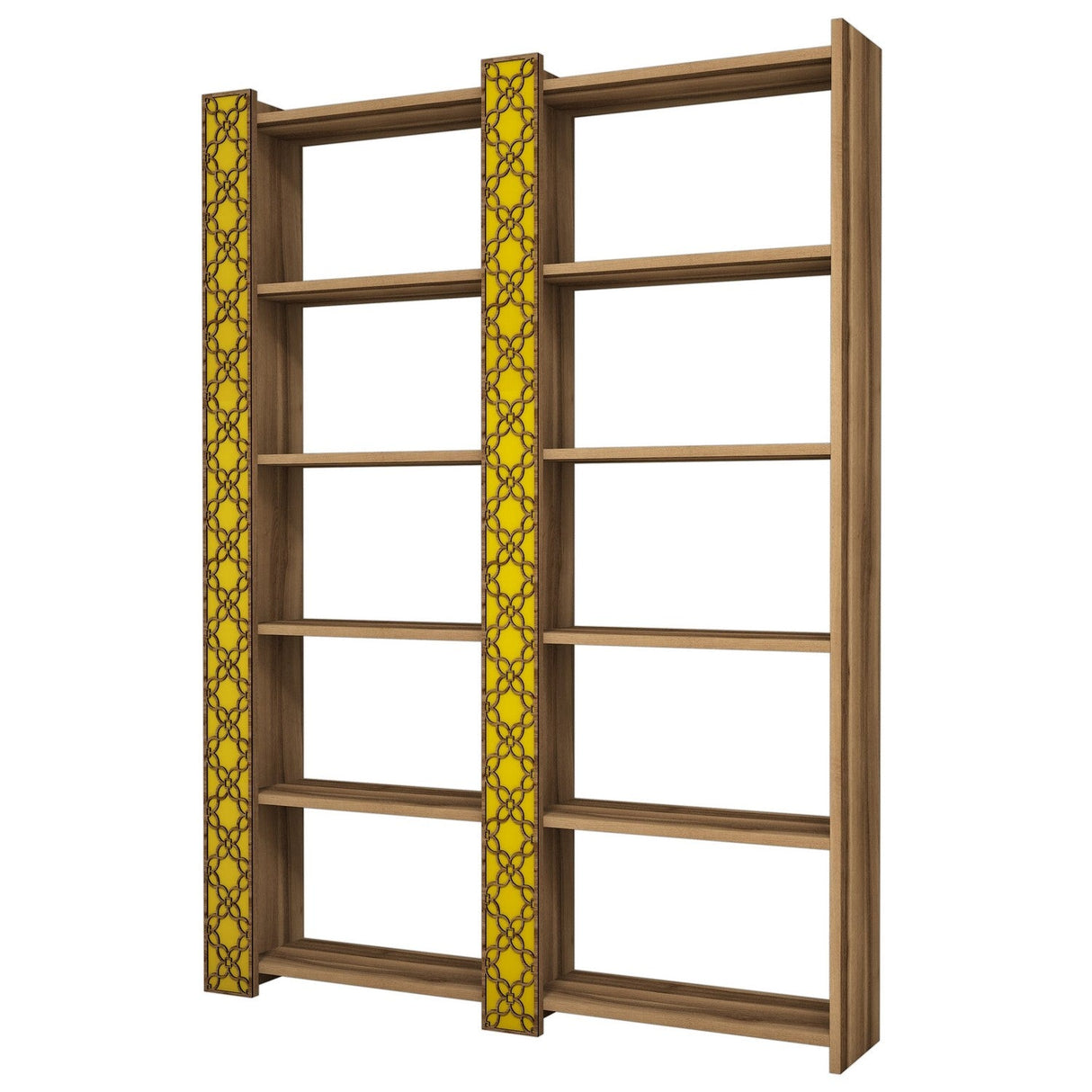 Bibliotecă City 2, Diverse culori, 125x24x170 cm - Nuc - Galben | SKU: 845HCT3616 | Bibliotecă City 2, 125x24x170 cm, varianta Nuc - Galben, produs pentru amenajarea locuinței, disponibil online în România la CasaMob