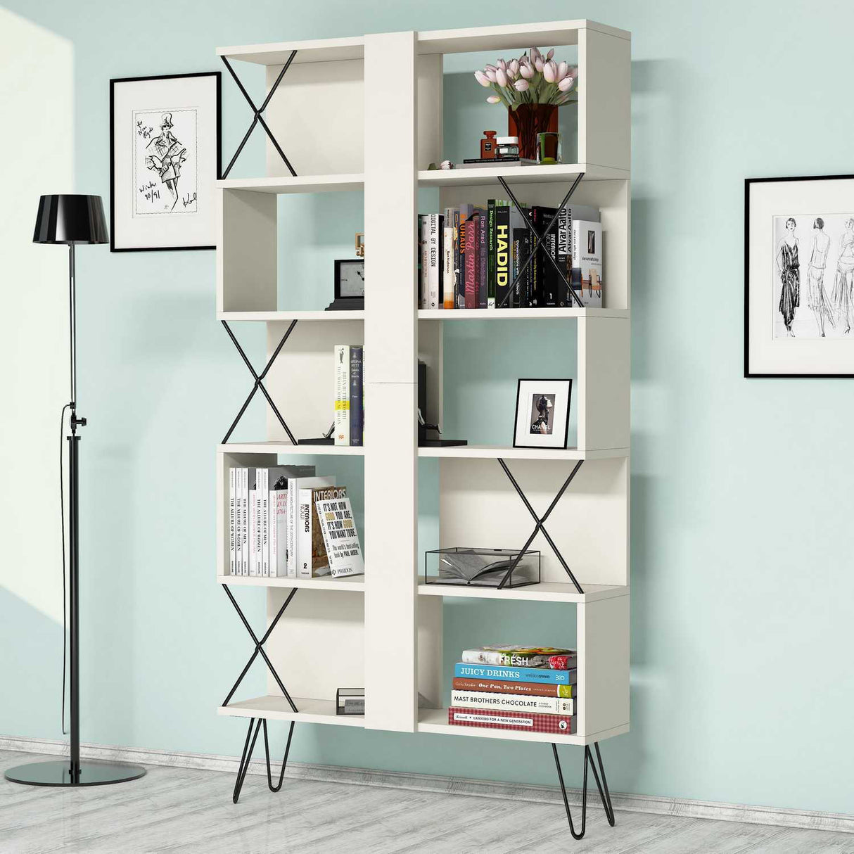 Bibliotecă Extra, Diverse culori, 90x22x167 cm - Crem | SKU: 845HCT3633 | Bibliotecă Extra, 90x22x167 cm, varianta Crem, produs pentru amenajarea locuinței, disponibil online în România la CasaMob