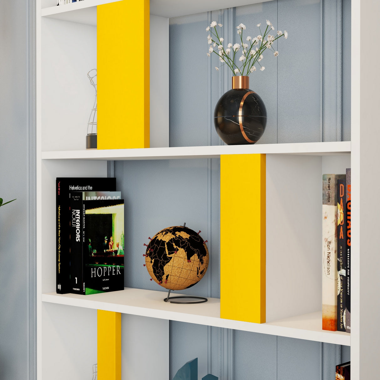 Bibliotecă Lima, Diverse culori, 90x20x180 cm - Alb - Galben | SKU: 845HCT3639 | Bibliotecă Lima, 90x20x180 cm, varianta Alb - Galben, produs pentru amenajarea locuinței, disponibil online în România la CasaMob