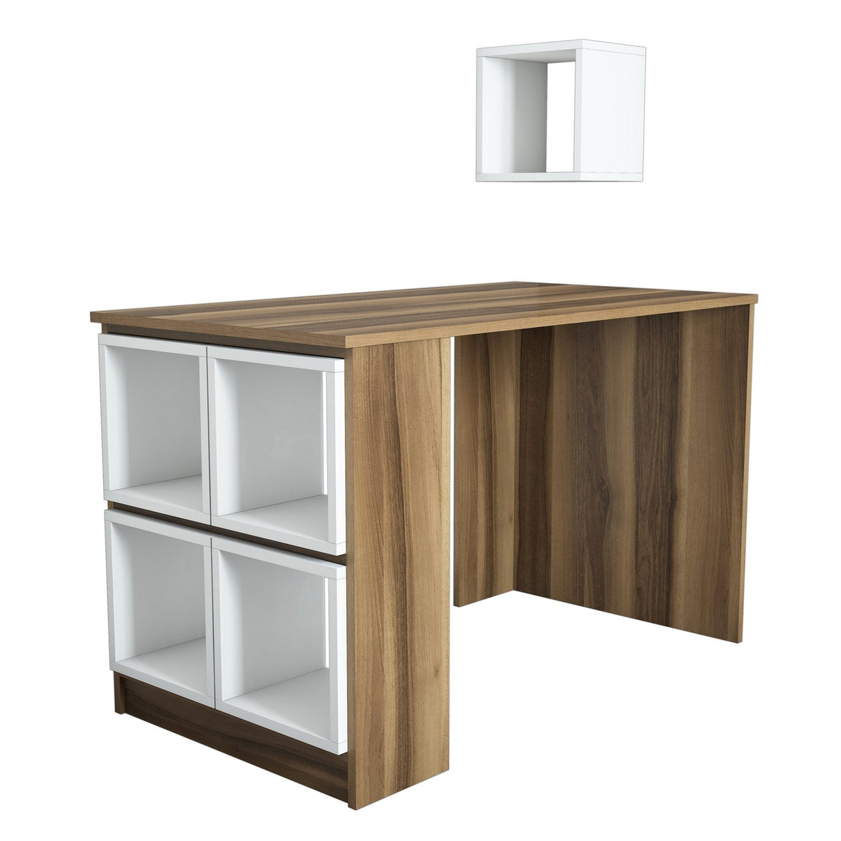 Birou Box, Diverse culori, 120x65x75 cm - Nuc - Alb | SKU: 845HCT3804 | Birou Box, 120x65x75 cm, varianta Nuc - Alb, produs pentru amenajarea locuinței, disponibil online în România la CasaMob
