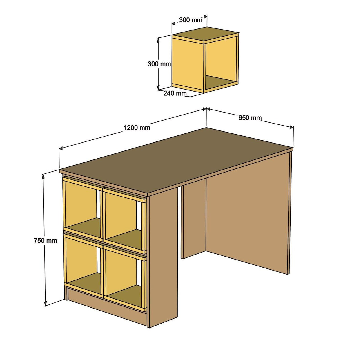 Birou Box, Diverse culori, 120x65x75 cm - Alb - Galben | SKU: 845HCT3815 | Birou Box, 120x65x75 cm, varianta Alb - Galben, produs pentru amenajarea locuinței, disponibil online în România la CasaMob