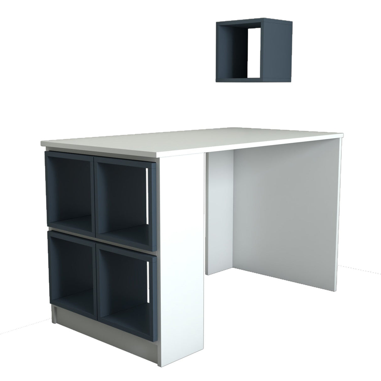 Birou Box, Diverse culori, 120x65x75 cm - Alb - Albastru | SKU: 845HCT3816 | Birou Box, 120x65x75 cm, varianta Alb - Albastru, produs pentru amenajarea locuinței, disponibil online în România la CasaMob