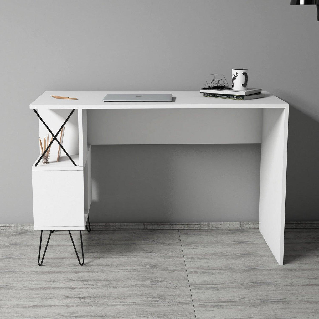 Birou Extra cu rafturi, 120 x 79 x 60 cm - Alb, SKU 845HCT3818
