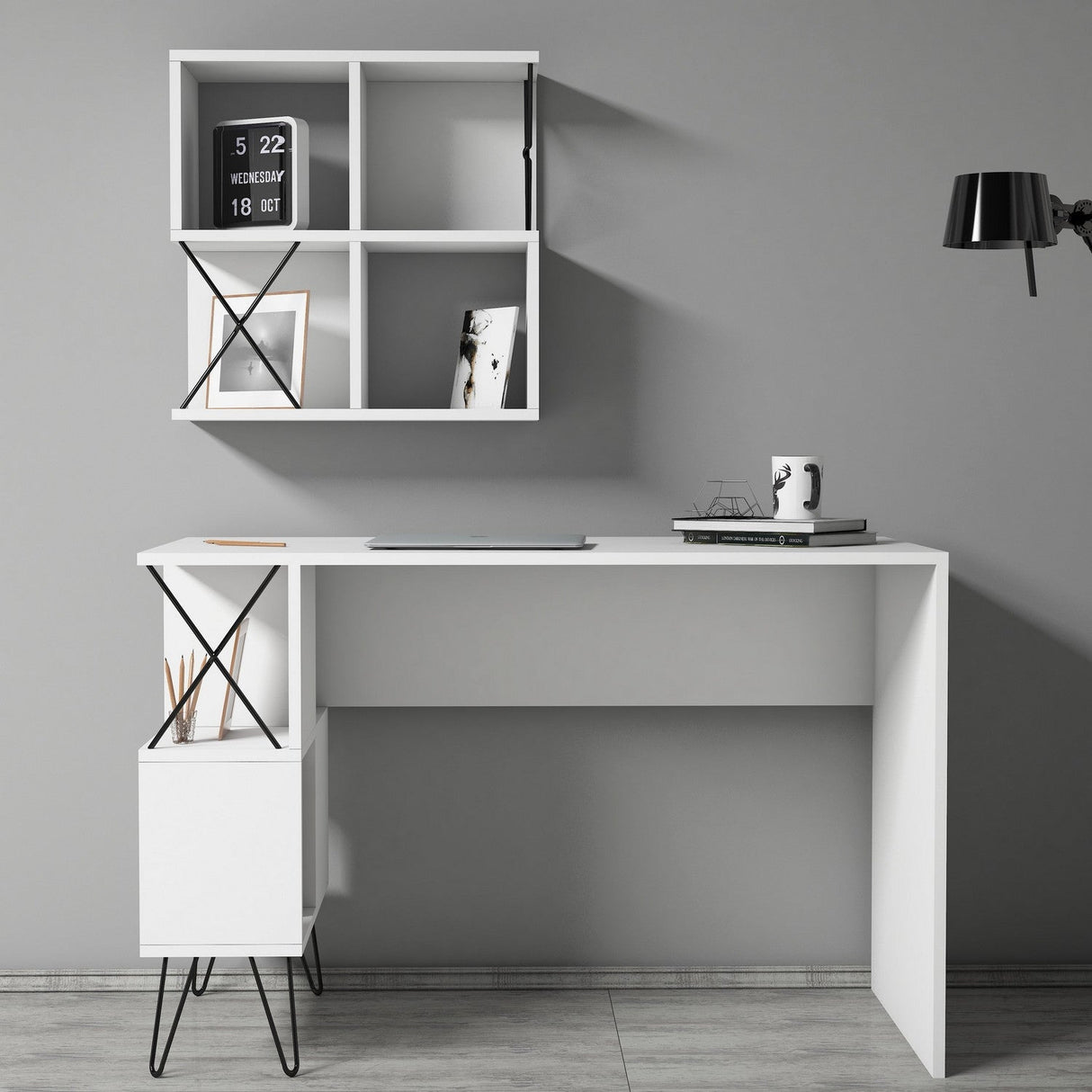 Birou Extra 2, Diverse culori, 120x60x79 cm - Alb - Negru | SKU: 845HCT3823 | Birou Extra 2, 120x60x79 cm, varianta Alb - Negru, produs pentru amenajarea locuinței, disponibil online în România la CasaMob