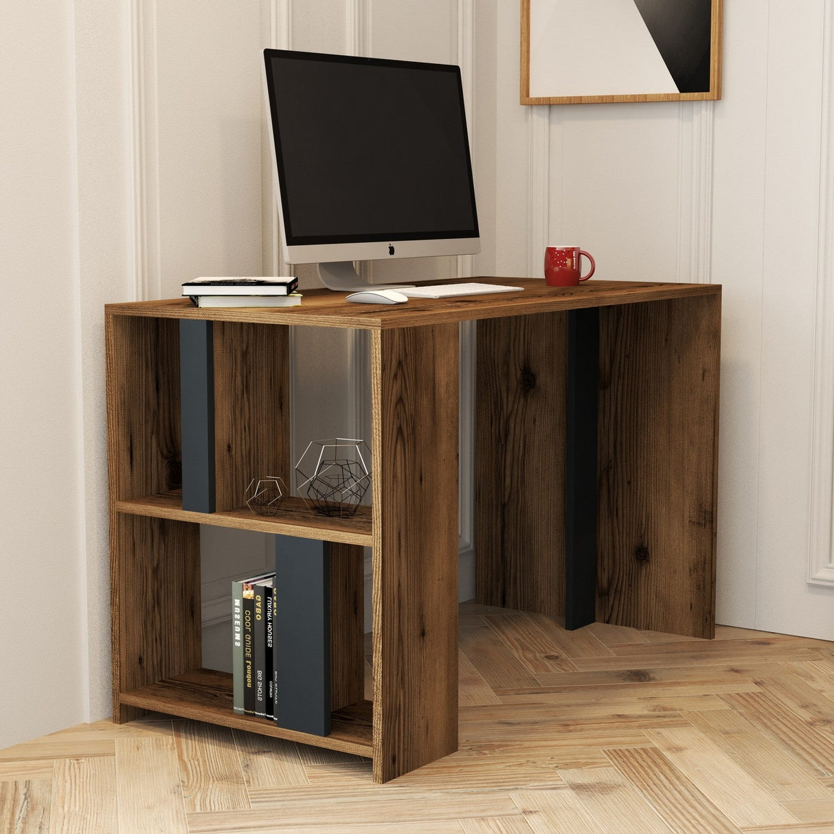 Birou Lima, Diverse culori, 120x60x75 cm - Nuc - Antracit | SKU: 845HCT3839 | Birou Lima, 120x60x75 cm, varianta Nuc - Antracit, produs pentru amenajarea locuinței, disponibil online în România la CasaMob
