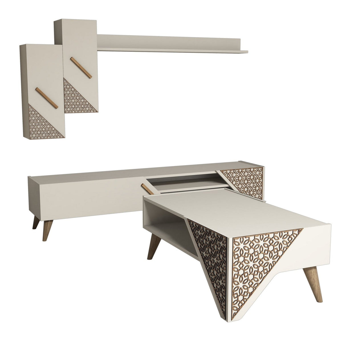 Set mobilă pentru sufragerie Beril, Diverse culori, 180x37x40 cm - Crem | SKU: 845HCT5203 | Set mobilă pentru sufragerie Beril, 180x37x40 cm, varianta Crem, produs pentru amenajarea locuinței, disponibil online în România la CasaMob