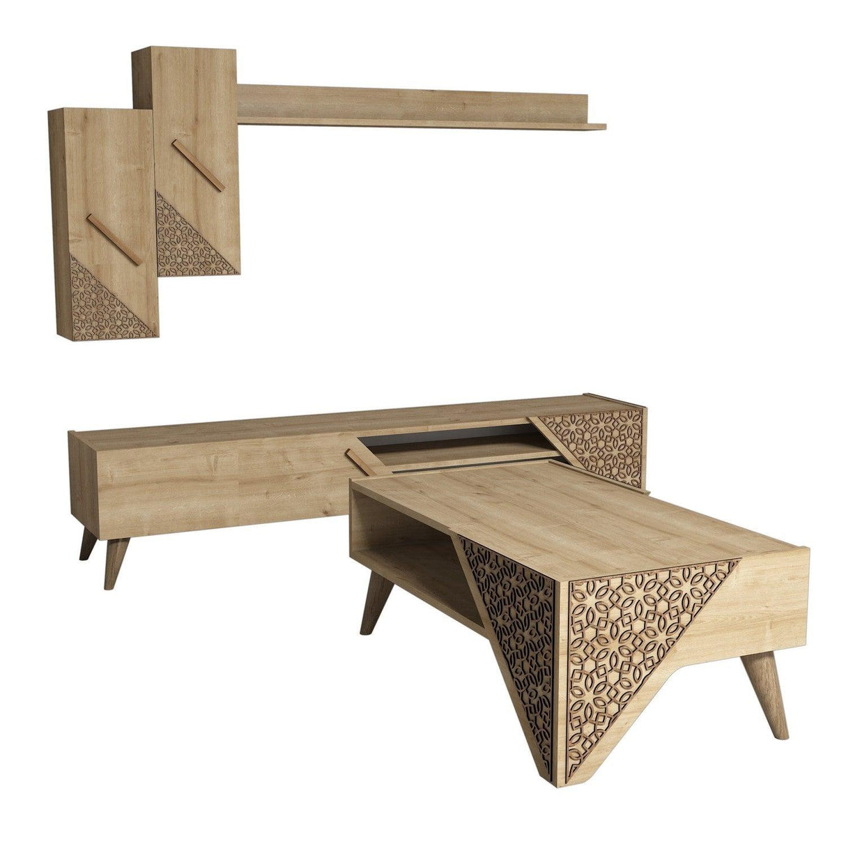 Set mobilă pentru sufragerie Beril, Diverse culori, 180x37x40 cm - Stejar | SKU: 845HCT5204 | Set mobilă pentru sufragerie Beril, 180x37x40 cm, varianta Stejar, produs pentru amenajarea locuinței, disponibil online în România la CasaMob