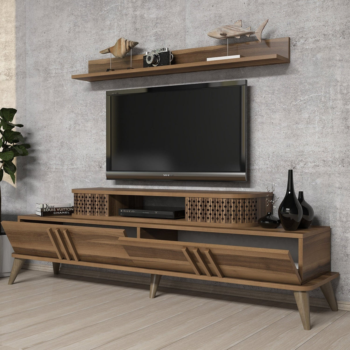 Set mobilă pentru sufragerie Eylül, Diverse culori, 168x39x52 cm - Nuc | SKU: 845HCT5219 | Set mobilă pentru sufragerie Eylül, 168x39x52 cm, varianta Nuc, produs pentru amenajarea locuinței, disponibil online în România la CasaMob