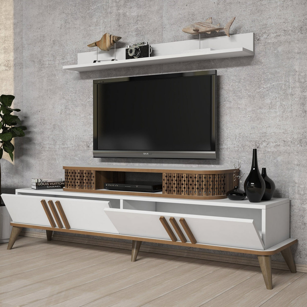 Set mobilă pentru sufragerie Eylül, Diverse culori, 168x39x52 cm - Alb | SKU: 845HCT5220 | Set mobilă pentru sufragerie Eylül, 168x39x52 cm, varianta Alb, produs pentru amenajarea locuinței, disponibil online în România la CasaMob
