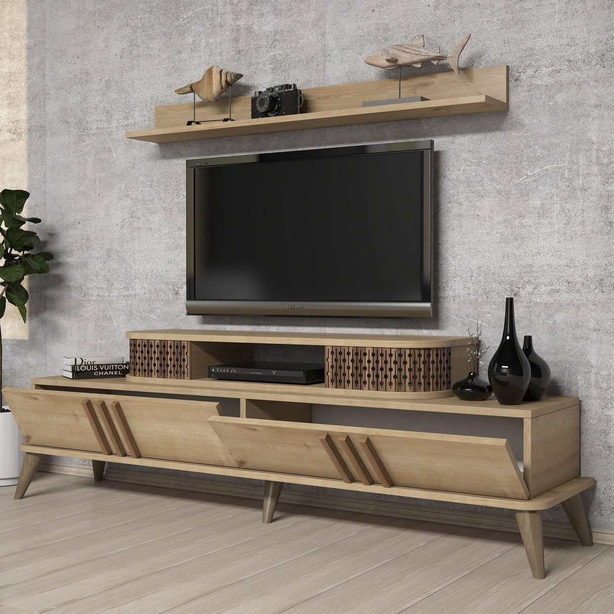 Set mobilă pentru sufragerie Eylül, Diverse culori, 168x39x52 cm - Stejar | SKU: 845HCT5222 | Set mobilă pentru sufragerie Eylül, 168x39x52 cm, varianta Stejar, produs pentru amenajarea locuinței, disponibil online în România la CasaMob