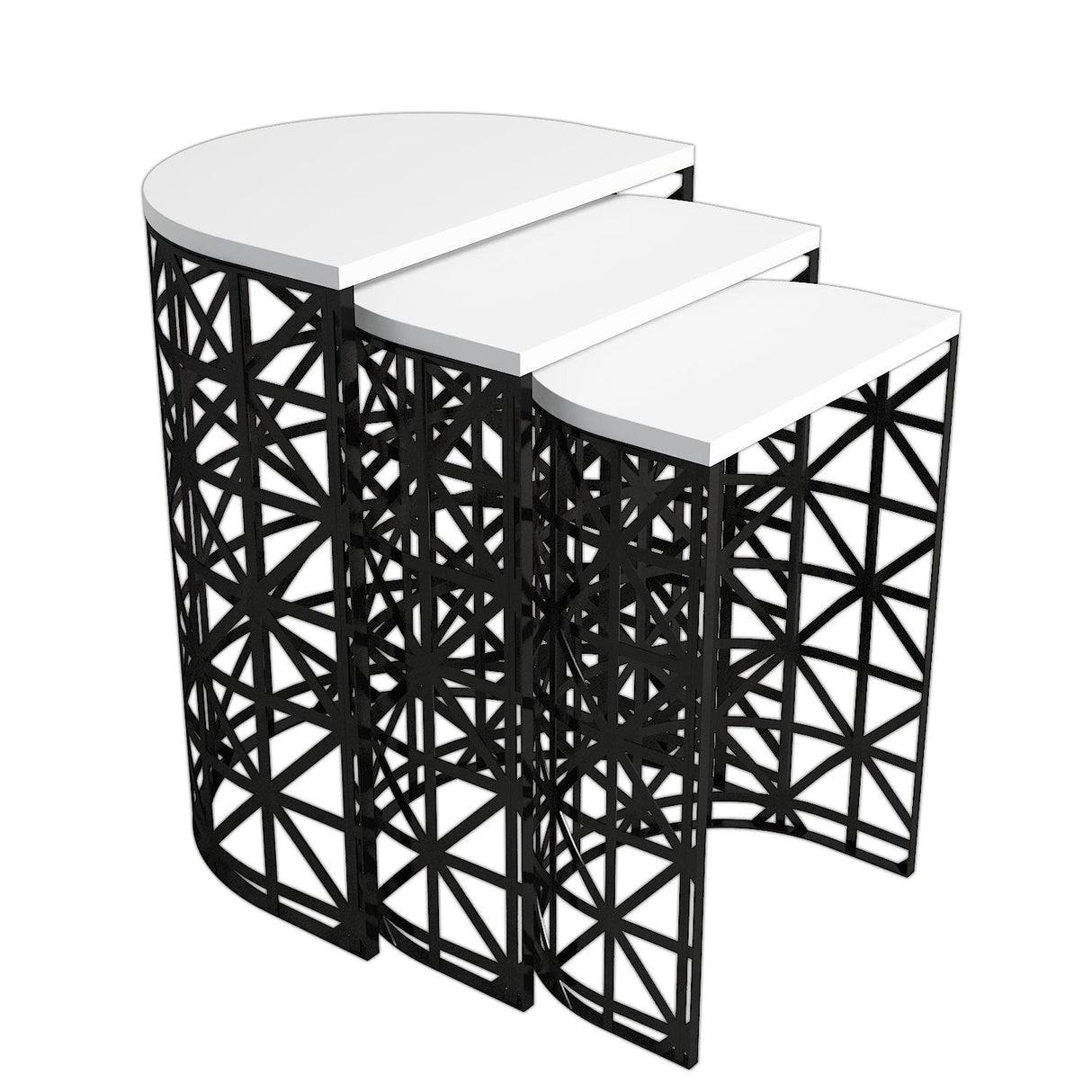 Măsuță de cafea Stil Metal Ferforje, Diverse culori, Diverse configurații, Diverse dimensiuni - Alb - Negru - 46x33x62 cm - 3 bucăți | SKU: 845HCT5232 | Măsuță de cafea Stil Metal Ferforje, varianta Alb - Negru - 46x33x62 cm - 3 bucăți, produs pentru amenajarea locuinței, disponibil online în România la CasaMob