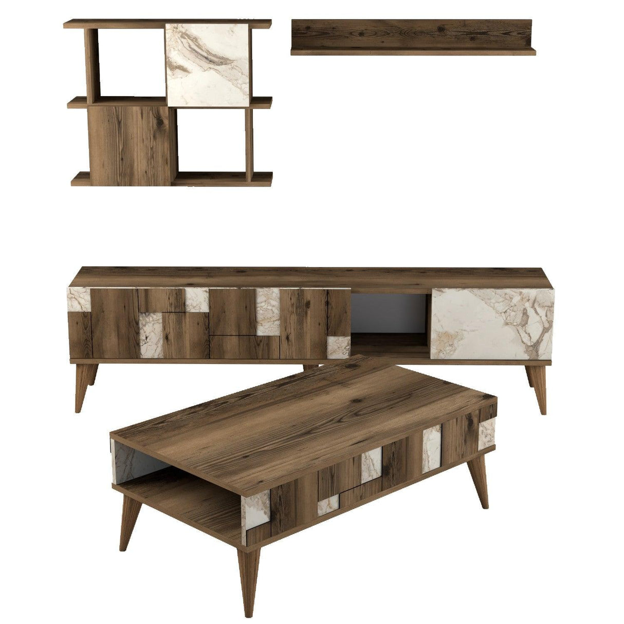 Set mobilă pentru sufragerie Madrid, Diverse culori, 180x34x49 cm - Nuc - Antracit | SKU: 845HCT5264 | Set mobilă pentru sufragerie Madrid, 180x34x49 cm, varianta Nuc - Antracit, produs pentru amenajarea locuinței, disponibil online în România la CasaMob