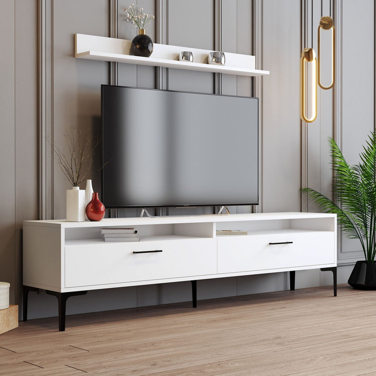Set mobilă pentru sufragerie Istanbul, Diverse culori, 180x35x47 cm - Alb | SKU: 845HCT5278 | Set mobilă pentru sufragerie Istanbul, 180x35x47 cm, varianta Alb, produs pentru amenajarea locuinței, disponibil online în România la CasaMob