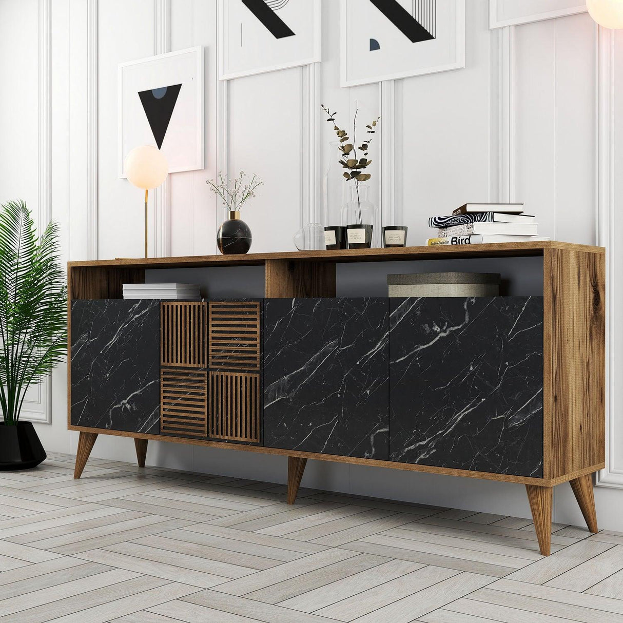 Consolă Milan Console, Nuc, 35x79x180 cm - Nuc Negru, SKU 845HCT5316