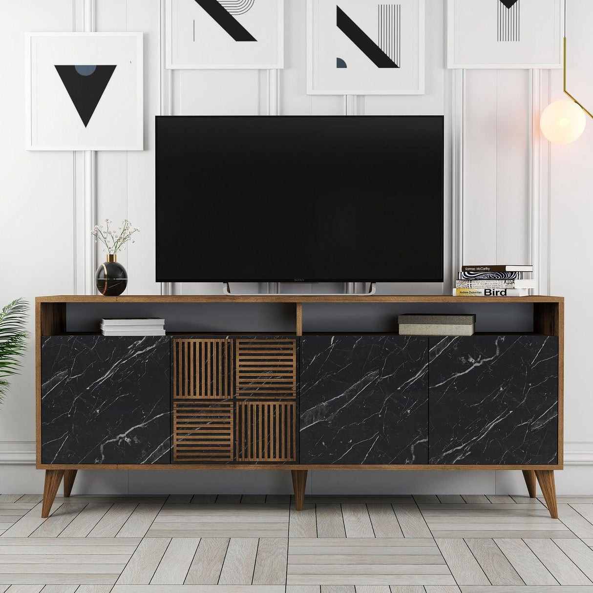 Consolă Milan Console, Nuc, 35x79x180 cm - Nuc Negru, SKU 845HCT5316