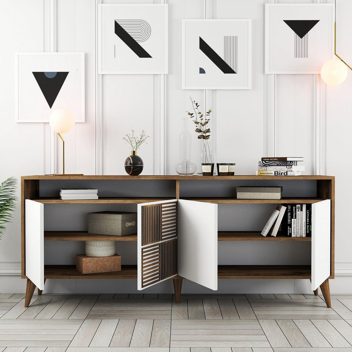 Consolă Milan Console, Nuc, 35x79x180 cm - Nuc Alb, SKU 845HCT5316
