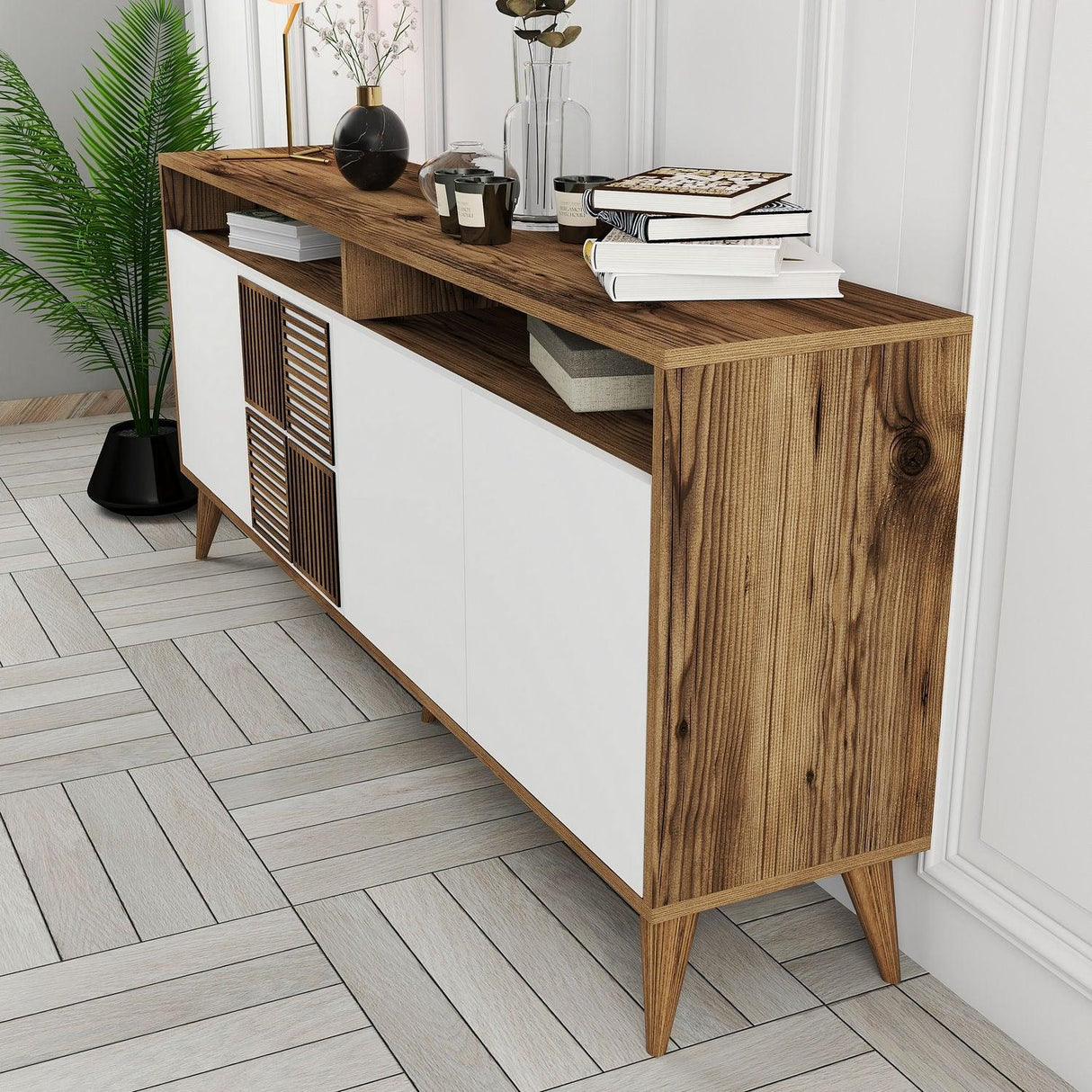 Consolă Milan Console, Nuc, 35x79x180 cm - Nuc Alb, SKU 845HCT5316