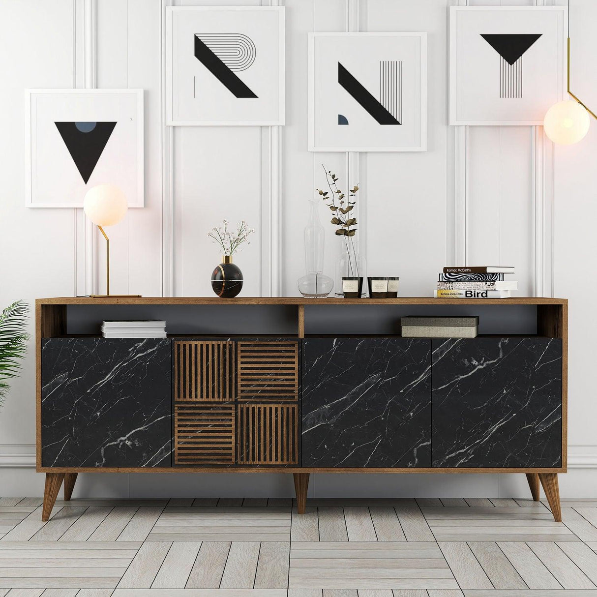 Consolă Milan Console, Nuc, 35x79x180 cm - Nuc Negru, SKU 845HCT5316