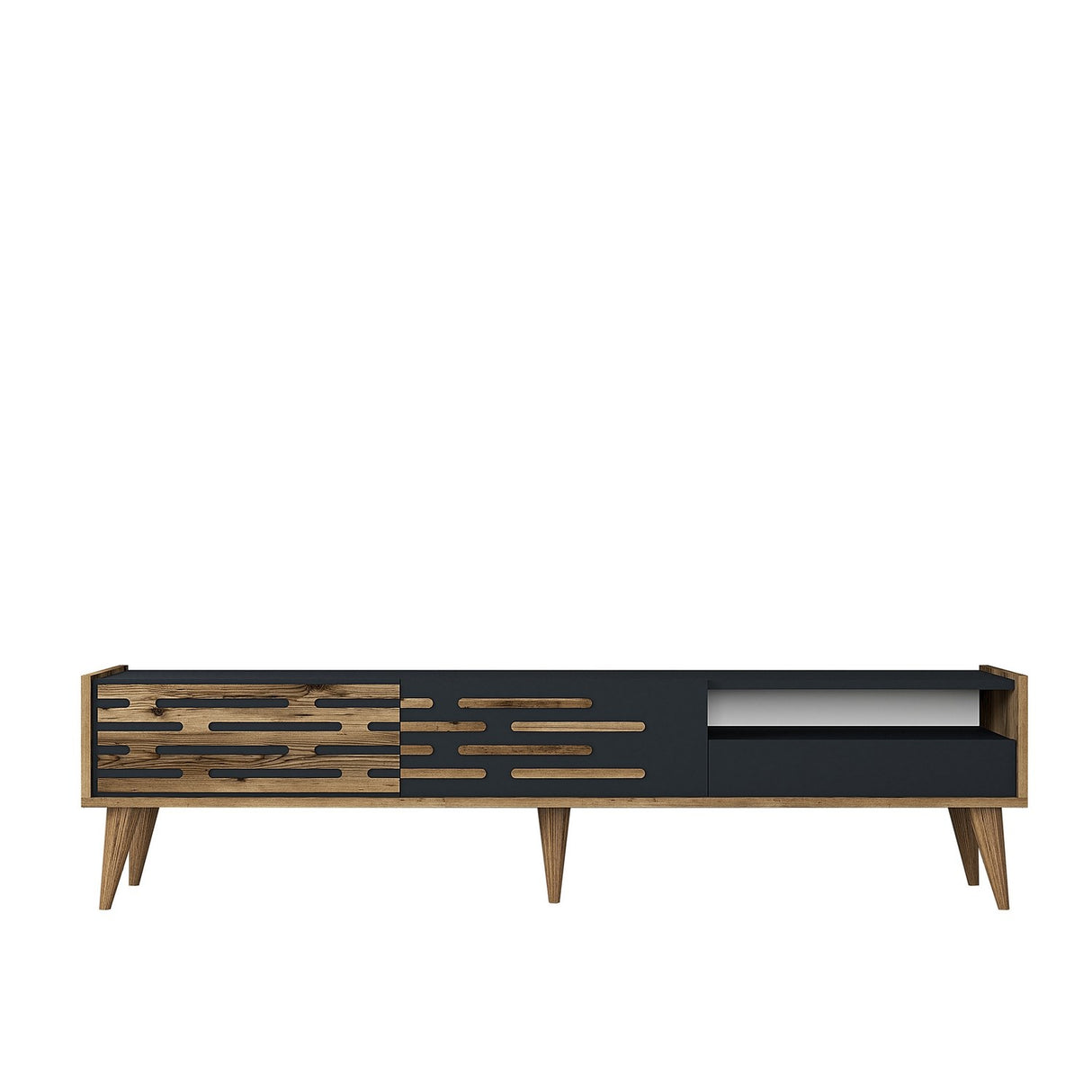 Comodă TV Valensiya, Nuc - Antracit, 180x45x35 cm