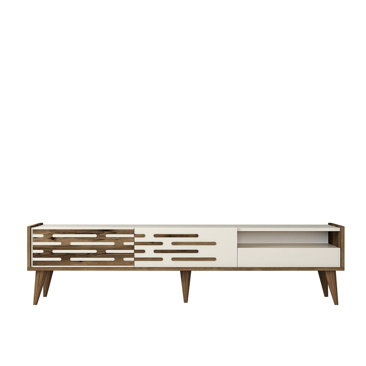 Comodă TV Valensiya, Nuc - Crem, 180x45x35 cm