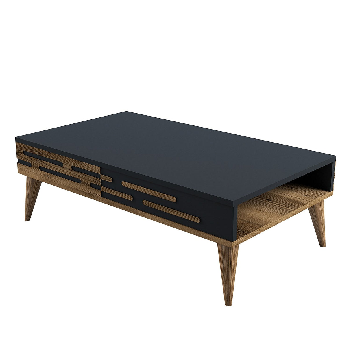 Măsuță de cafea Valensiya, Diverse culori, 105x60x35 cm - Nuc - Antracit | SKU: 845HCT5356 | Măsuță de cafea Valensiya, 105x60x35 cm, varianta Nuc - Antracit, produs pentru amenajarea locuinței, disponibil online în România la CasaMob
