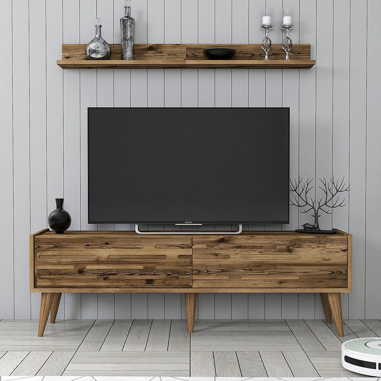 Comodă TV Valensiya 140, Diverse culori, 140x45x35 cm - Nuc | SKU: 845HCT5387 | Comodă TV Valensiya 140, 140x45x35 cm, varianta Nuc, produs pentru amenajarea locuinței, disponibil online în România la CasaMob
