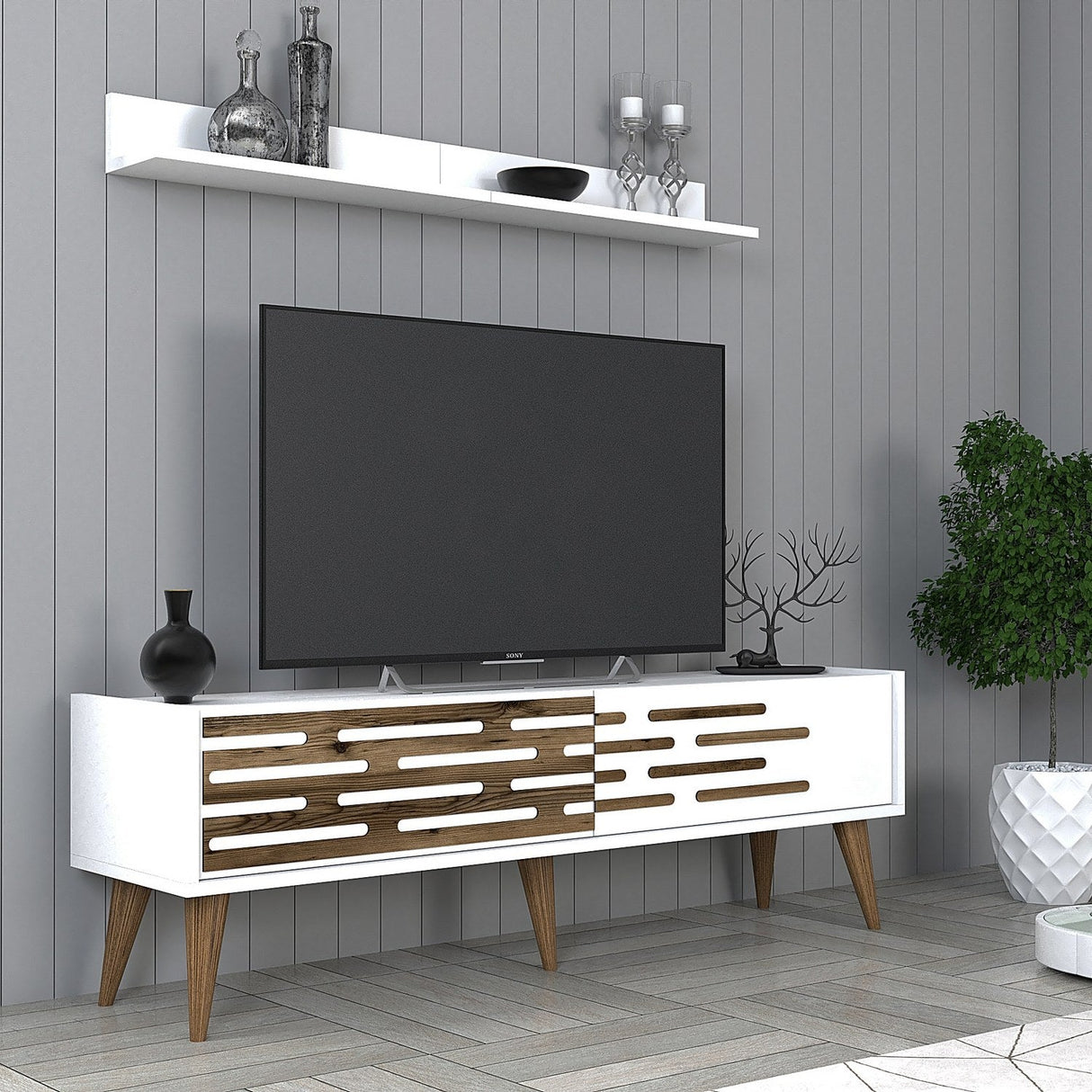 Comodă TV Valensiya 140, Diverse culori, 140x45x35 cm - Alb | SKU: 845HCT5390 | Comodă TV Valensiya 140, 140x45x35 cm, varianta Alb, produs pentru amenajarea locuinței, disponibil online în România la CasaMob