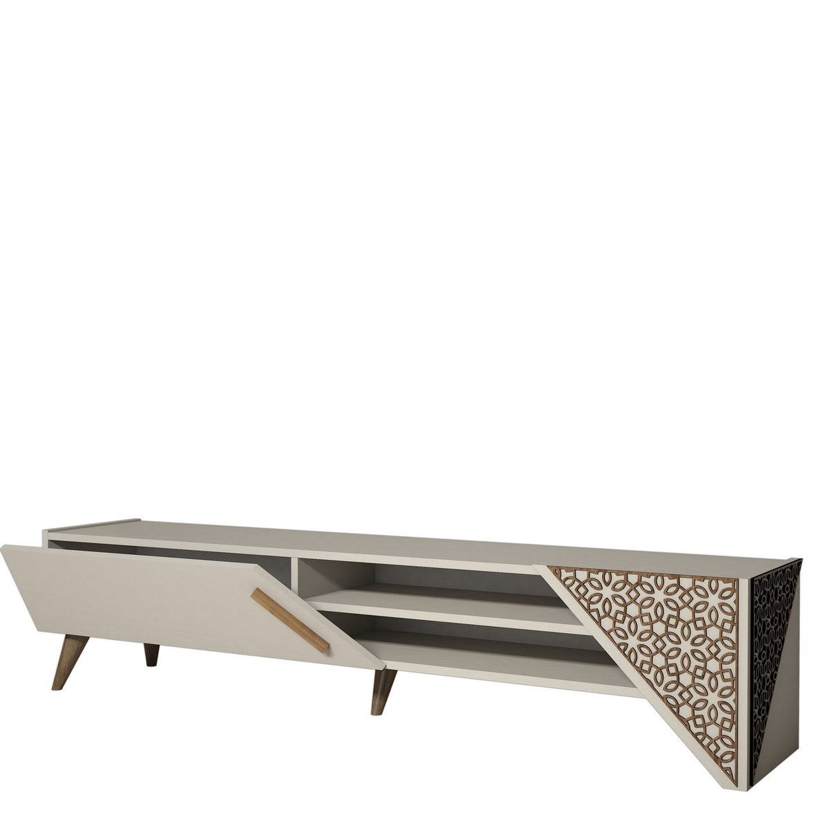 Comodă TV Beril 2, Diverse culori, 180x40x37 cm - Crem | SKU: 845HCT5502 | Comodă TV Beril 2, 180x40x37 cm, varianta Crem, produs pentru amenajarea locuinței, disponibil online în România la CasaMob