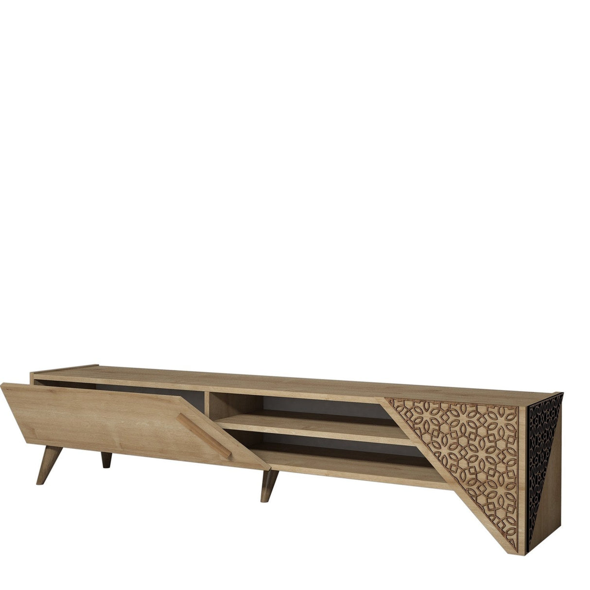 Comodă TV Beril 2, Diverse culori, 180x40x37 cm - Stejar | SKU: 845HCT5503 | Comodă TV Beril 2, 180x40x37 cm, varianta Stejar, produs pentru amenajarea locuinței, disponibil online în România la CasaMob