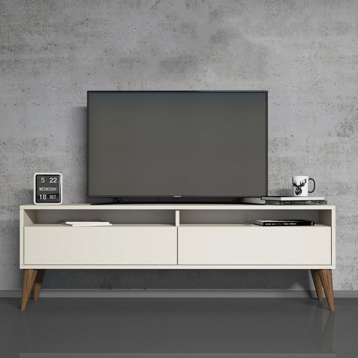 Comodă TV Best 2, Diverse culori, 150x50x30 cm - Crem | SKU: 845HCT5509 | Comodă TV Best 2, 150x50x30 cm, varianta Crem, produs pentru amenajarea locuinței, disponibil online în România la CasaMob