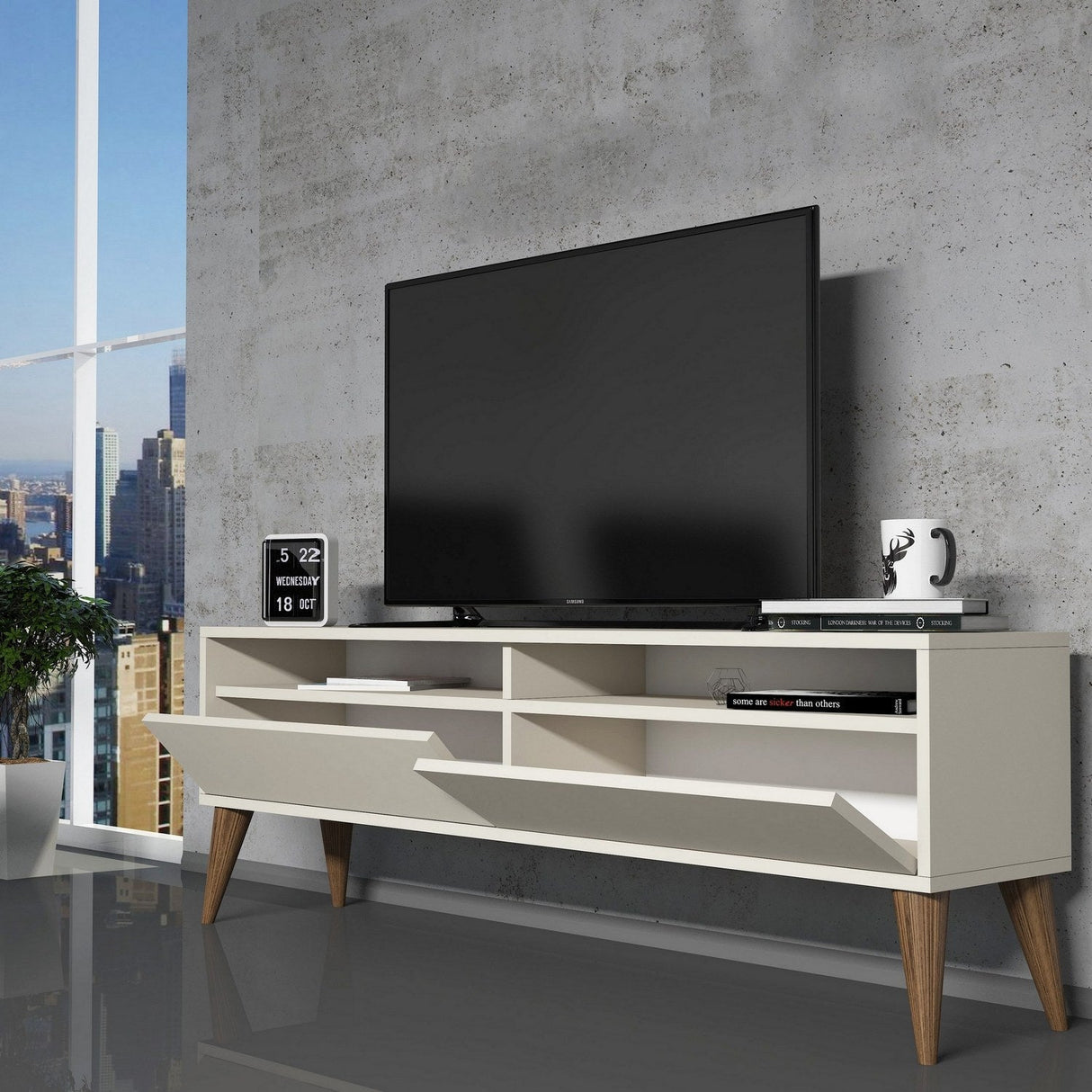 Comodă TV Best 2, Diverse culori, 150x50x30 cm - Crem | SKU: 845HCT5509 | Comodă TV Best 2, 150x50x30 cm, varianta Crem, produs pentru amenajarea locuinței, disponibil online în România la CasaMob