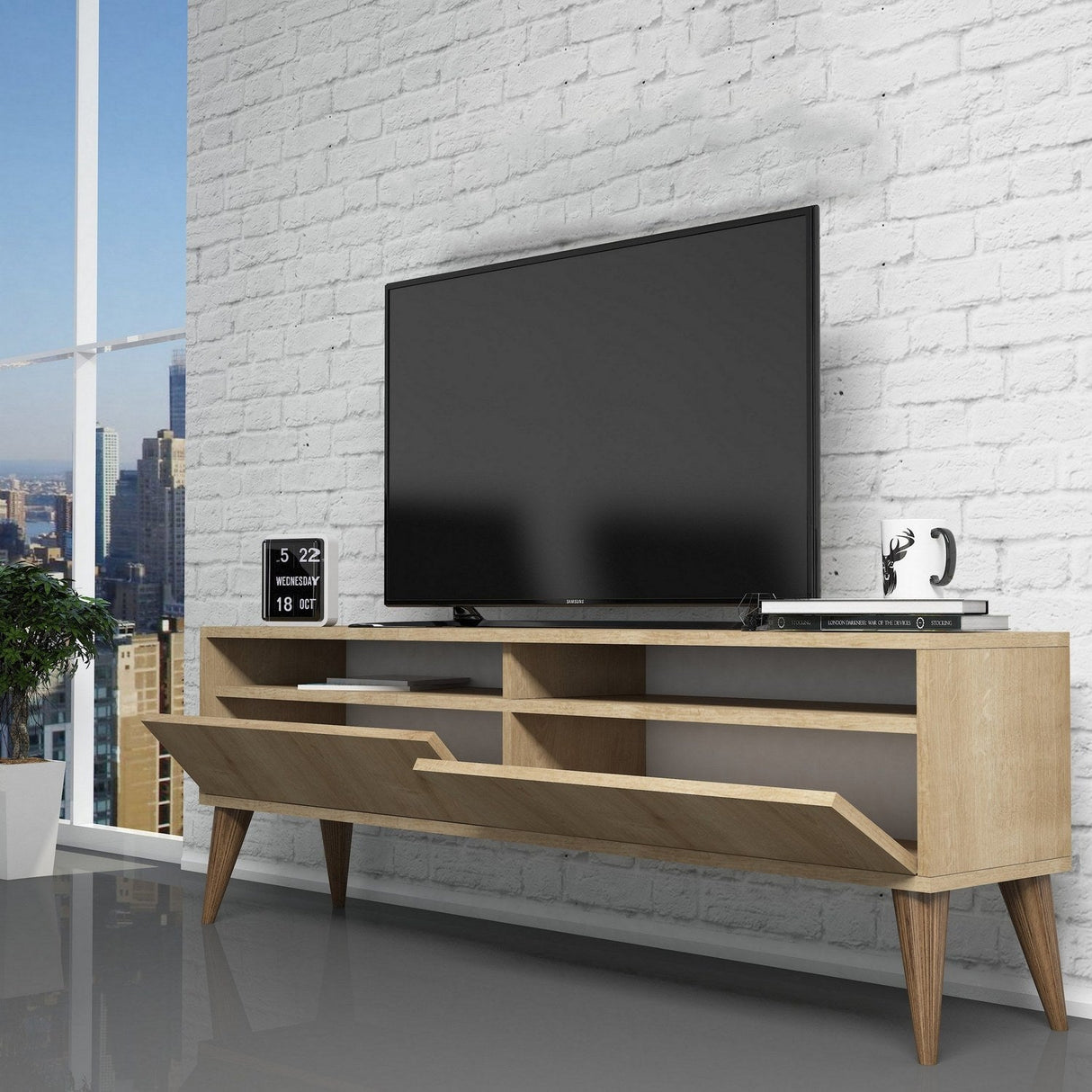 Comodă TV Best 2, Diverse culori, 150x50x30 cm - Stejar | SKU: 845HCT5510 | Comodă TV Best 2, 150x50x30 cm, varianta Stejar, produs pentru amenajarea locuinței, disponibil online în România la CasaMob