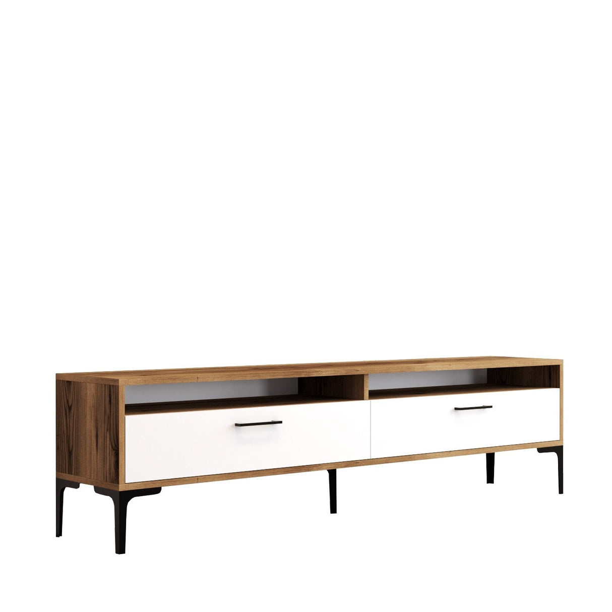 Comodă TV Istanbul 2, Diverse culori, 180x47x35 cm - Nuc - Alb | SKU: 845HCT5516 | Comodă TV Istanbul 2, 180x47x35 cm, varianta Nuc - Alb, produs pentru amenajarea locuinței, disponibil online în România la CasaMob