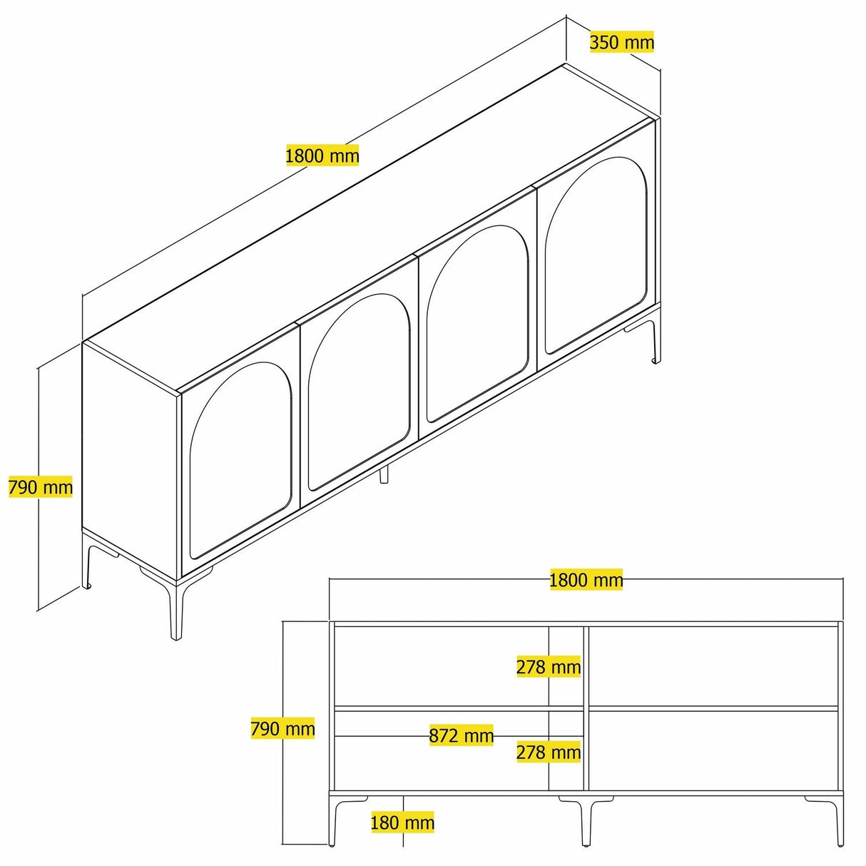 Mobilier Lyon 79 180x35 - White Black, SKU 845HCT5530