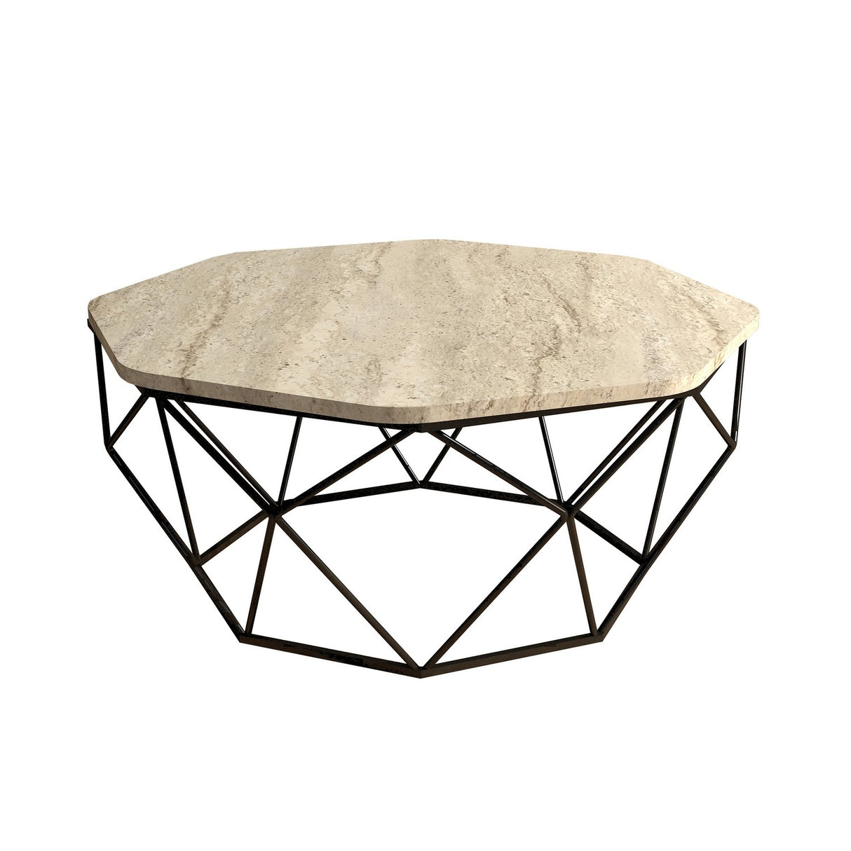 Măsuță de cafea Diamond, Travertin, 90x90x38 cm