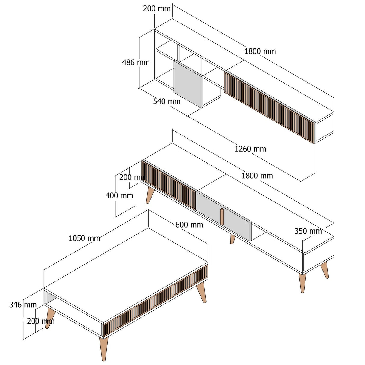 Set mobilă pentru sufragerie Milan, Diverse culori, 180x35x40 cm - Nuc - Travertin | SKU: 845HCT5609 | Set mobilă pentru sufragerie Milan, 180x35x40 cm, varianta Nuc - Travertin, produs pentru amenajarea locuinței, disponibil online în România la CasaMob