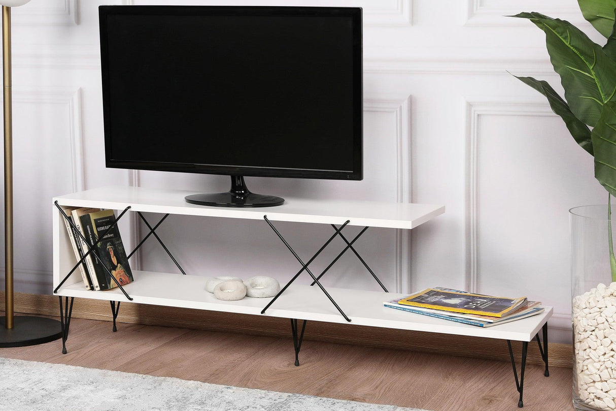 COMODA TV Street, Galben - Gri - Alb - Maro, 120 x 40 x 30 cm - Alb, SKU 854KLN3055