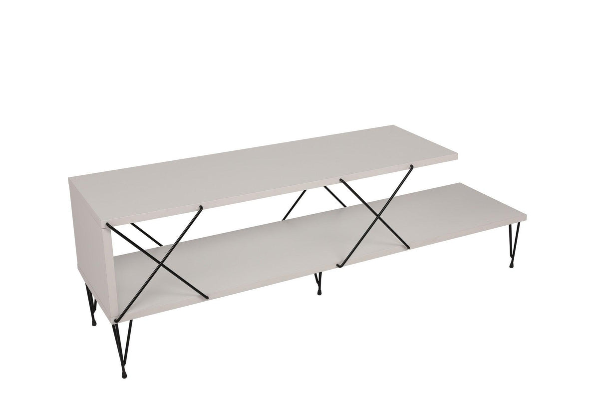 COMODA TV Street, Galben - Gri - Alb - Maro, 120 x 40 x 30 cm - Alb, SKU 854KLN3055