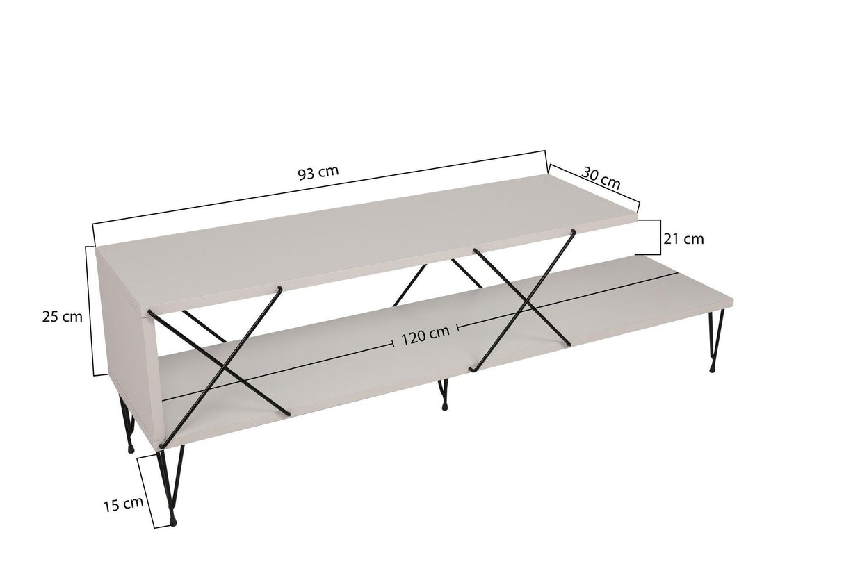 COMODA TV Street, Galben - Gri - Alb - Maro, 120 x 40 x 30 cm - Alb, SKU 854KLN3055
